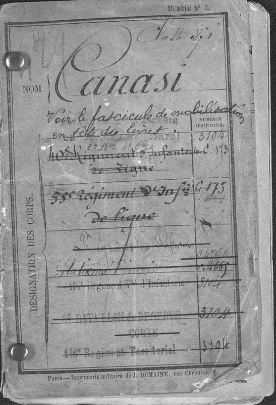 Carnets du 173ème régiment d'infanterie (Joseph-Antoine Canasi)