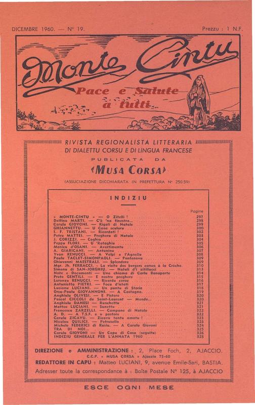 >Monte Cintu Numaru 19 Dicembre 1960