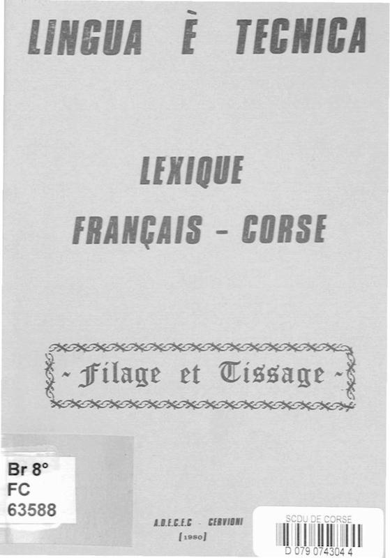 Lexique français-corse Filage et Tissage