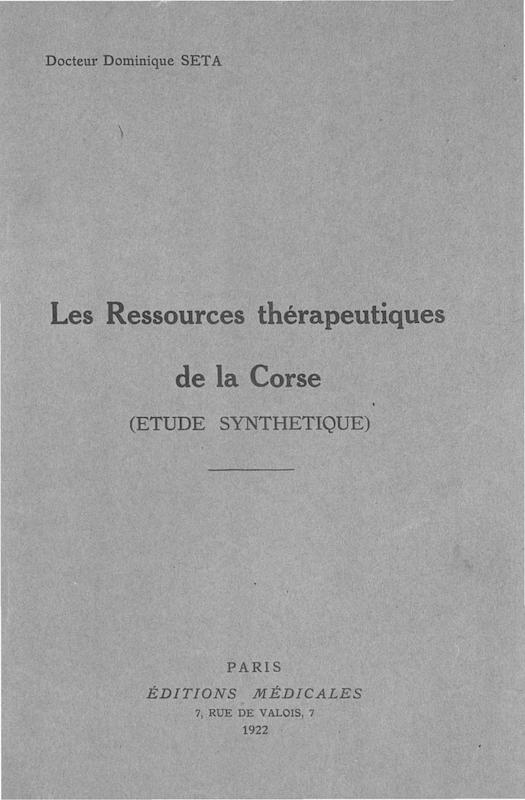 Les ressources thérapeutiques de la Corse