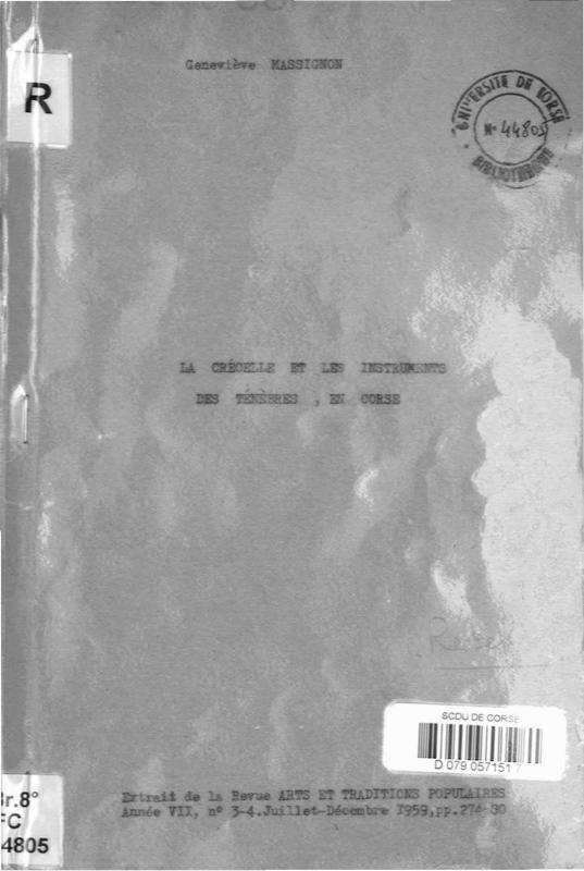 >La crécelle et les instruments des Ténèbres, en Corse
