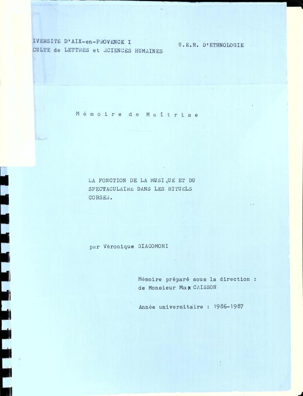 >La fonction de la musique et du spectaculaire dans les rituels corses
