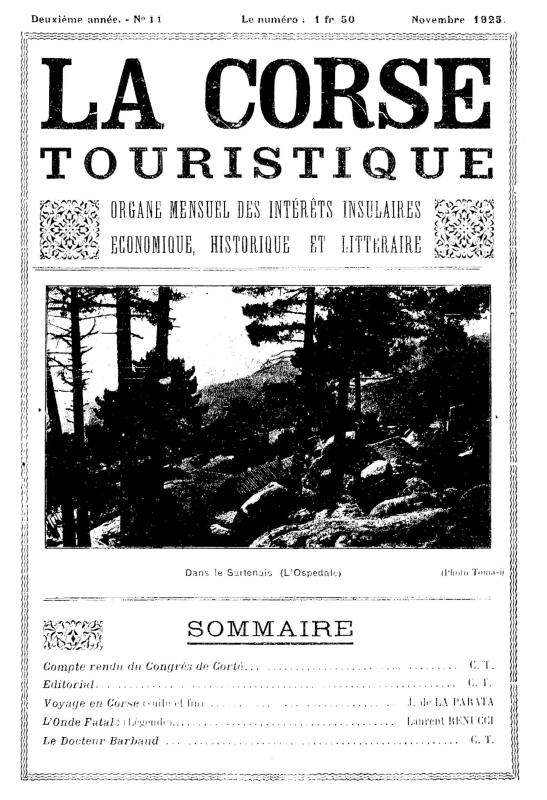 >La Corse touristique. Novembre 1925