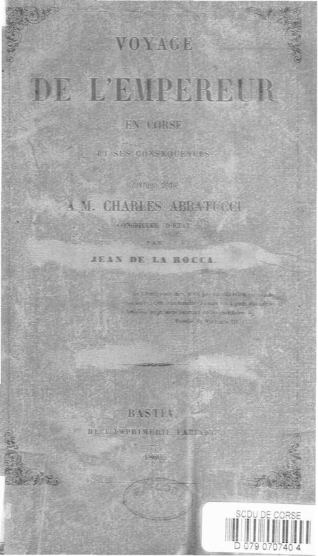 >Voyage de l'empereur en Corse et ses conséquences