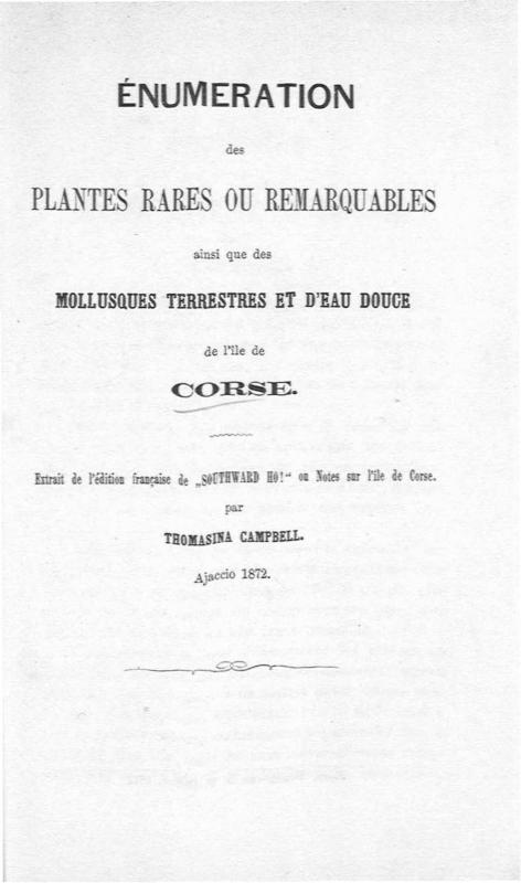 >Énumeration des plantes rares ou remarquables ainsi que des mollusques terrestres et d'eau douces de l'île de Corse