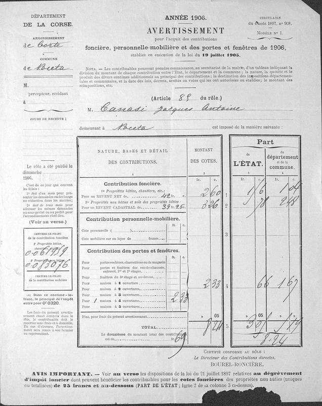 Documents personnels : mariage (Joseph-Antoine Canasi)