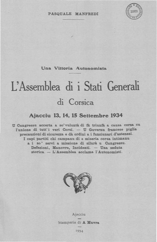 >L'assemblea di i stati generali di Corsica 1934