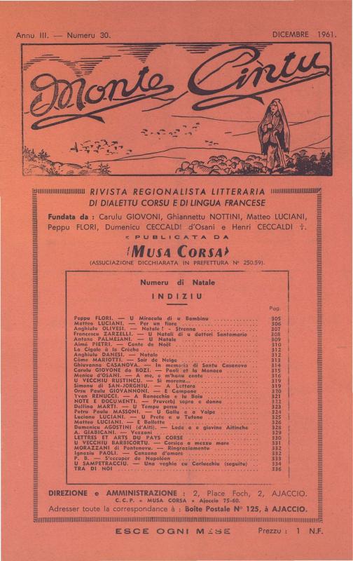 >Monte Cintu Numaru 30 Dicembre 1961