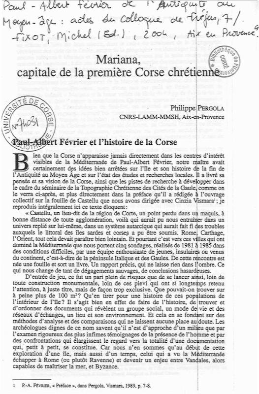 >Mariana, capitale de la première Corse chrétienne