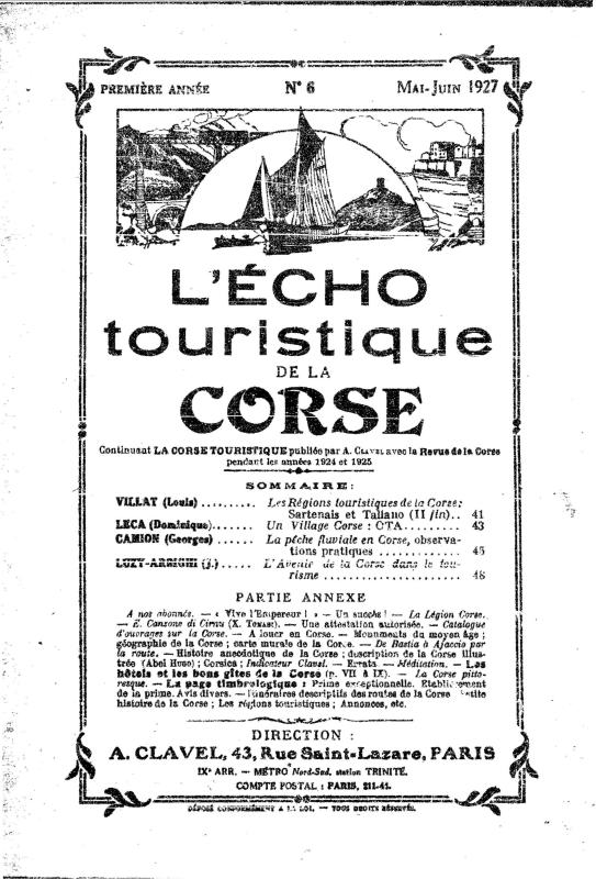 >L’Écho touristique de la Corse. Mai-juin 1927