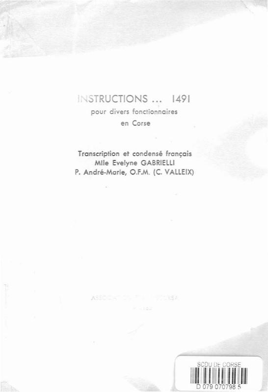 >Instructions... 1491 pour divers fonctionnaires en Corse