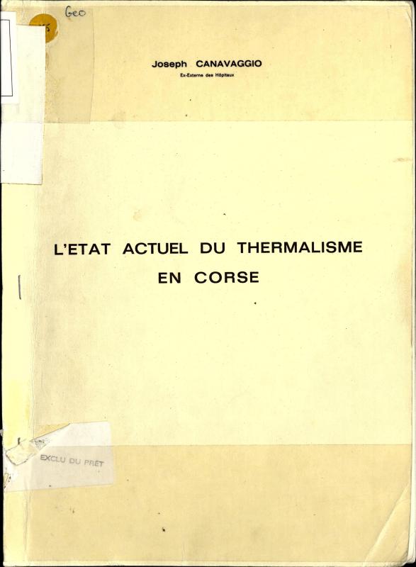 >L'état actuel du thermalisme en Corse