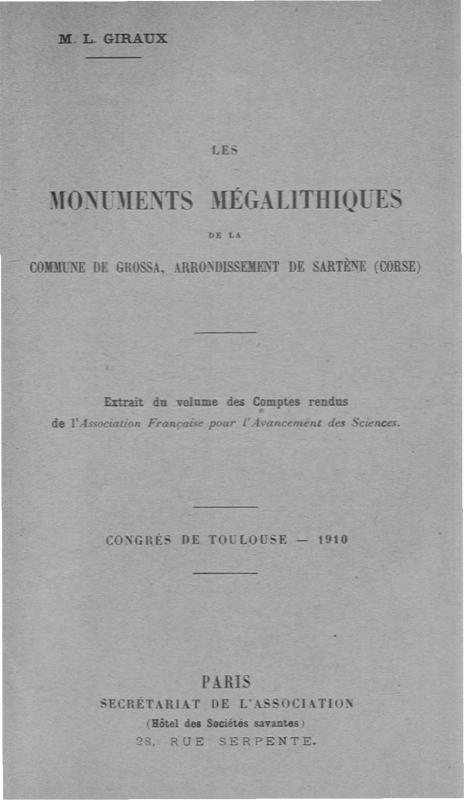 >Les Monuments mégalithiques : commune de Grossa