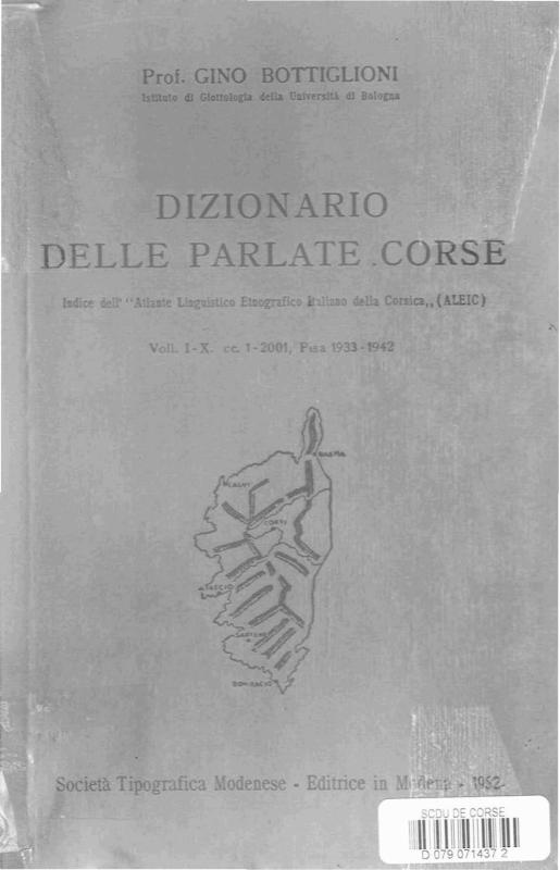 >Dizionario delle parlate corse