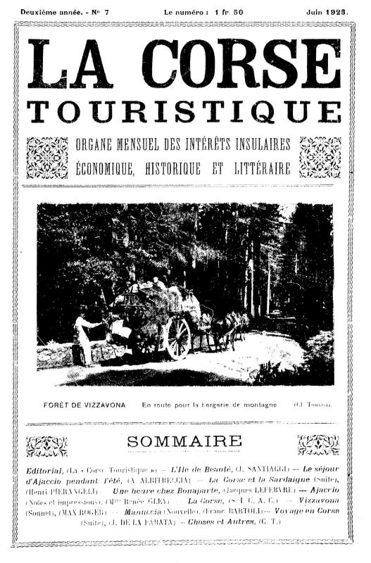 >La Corse touristique. Juin 1925