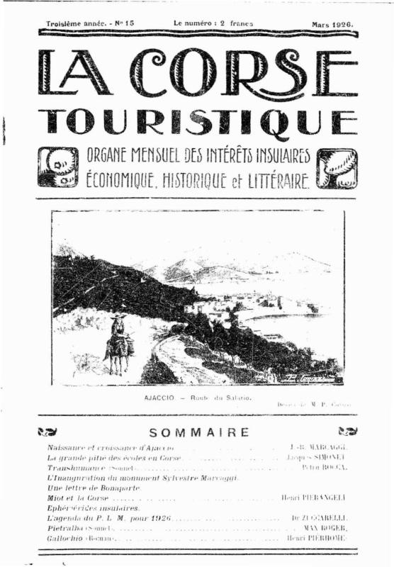>La Corse touristique. Mars 1926
