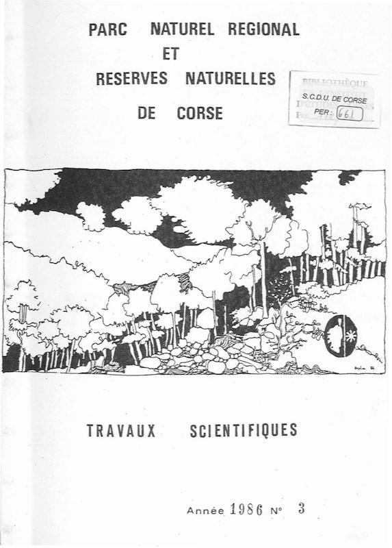 Travaux scientifiques du Parc Naturel Régional et des Réserves Naturelles de Corse 1986 - n° 3